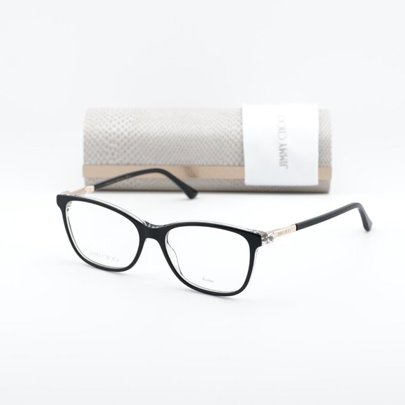 Jimmy Choo JC274 07C5 00 Rectangle 53mm Eyeglasses - Black/Crystal/Gold - Picture 6 of 10